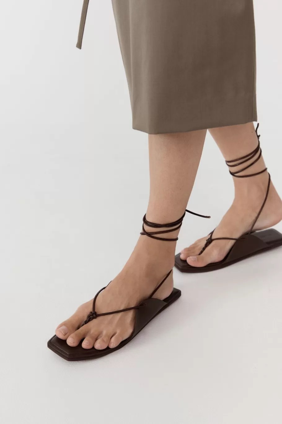 Sandals | St. Agni Tie Up Sandal - CHOCOLATE