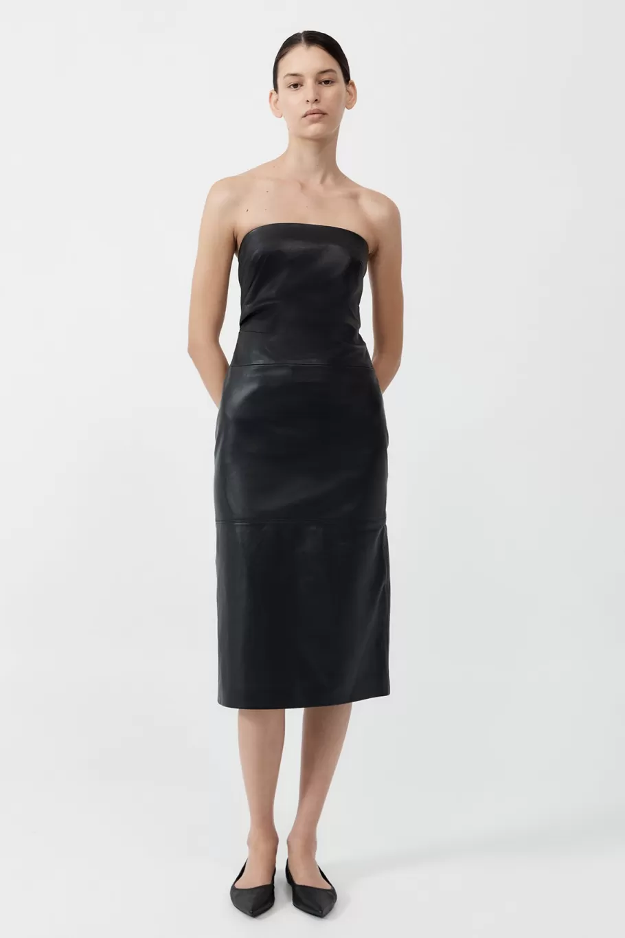 Dresses | Leather | St. Agni Tuck Detail Leather Dress - Black