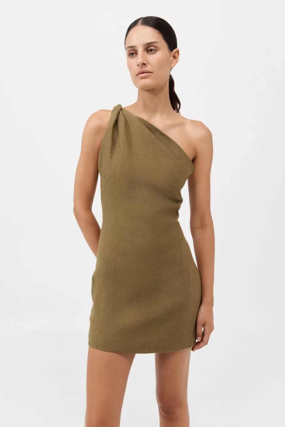 Dresses | St. Agni Twisted Linen Mini Dress - OLIVE