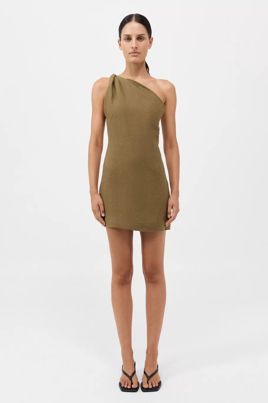 Dresses | St. Agni Twisted Linen Mini Dress - OLIVE