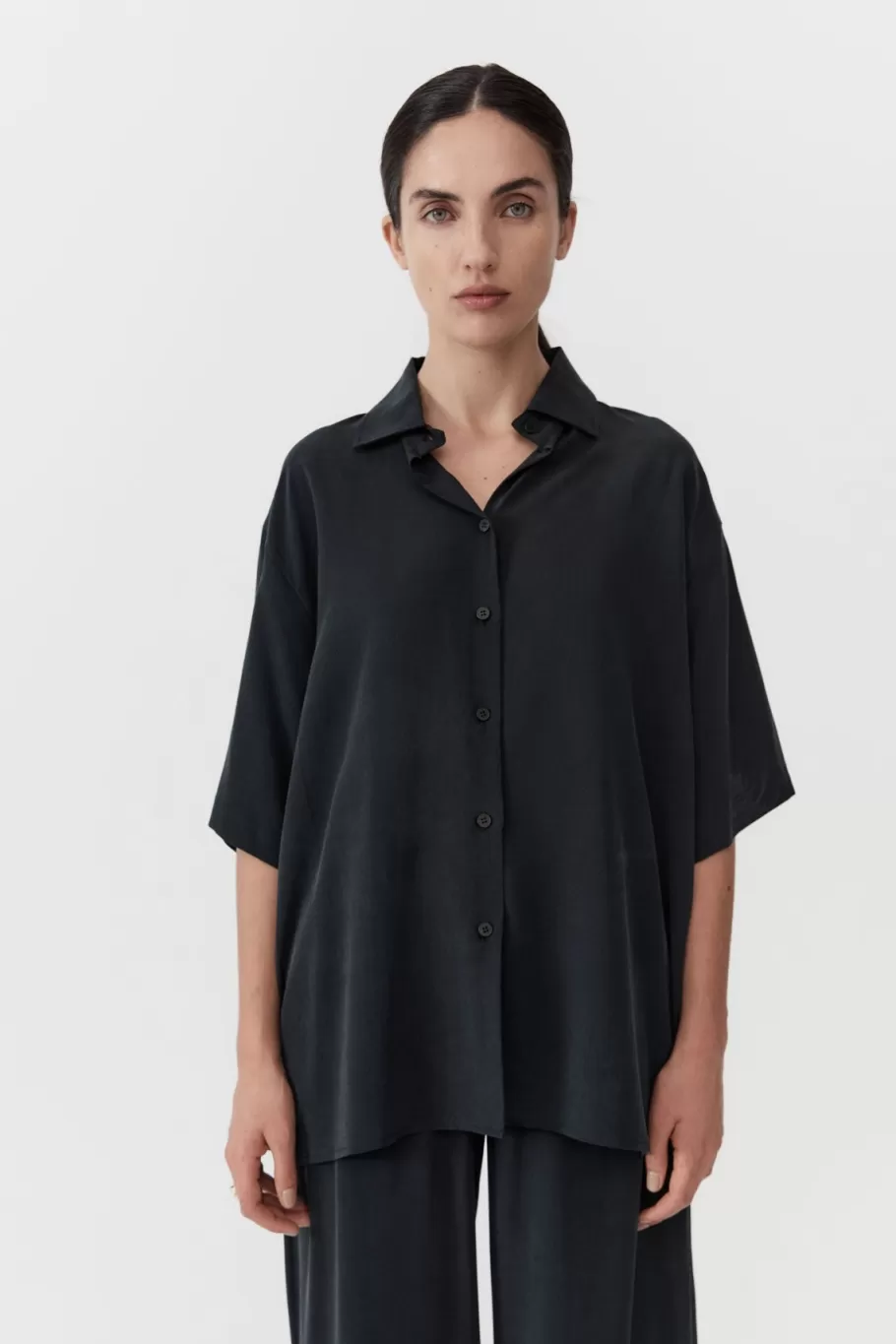 Tops | Shirts | St. Agni Unisex Silk Shirt - Washed Black