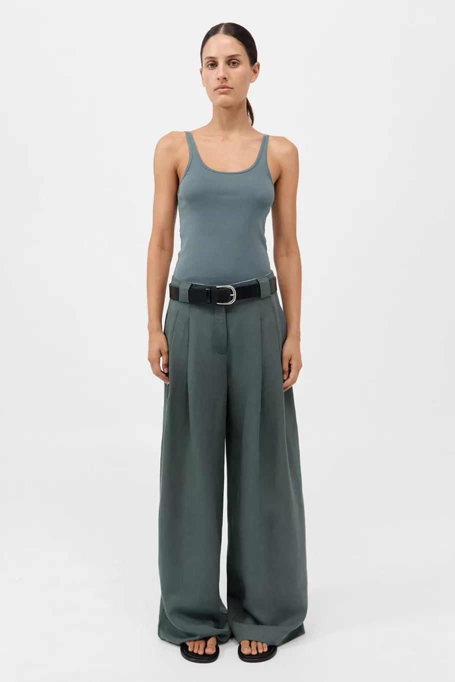 Tailoring | Pants | St. Agni Wide Leg Pleat Pants - BALSAM GREEN