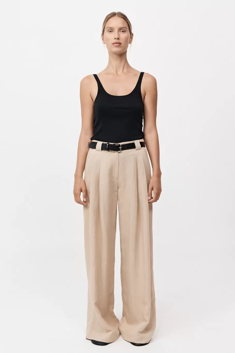 Tailoring | Pants | St. Agni Wide Leg Pleat Pants - DUNE