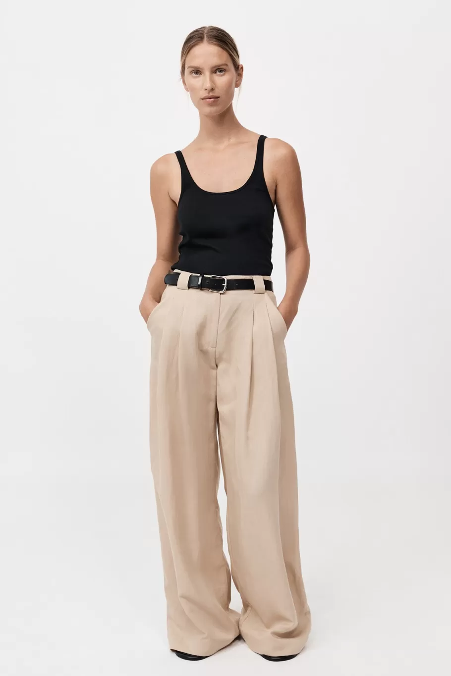 Tailoring | Pants | St. Agni Wide Leg Pleat Pants - DUNE