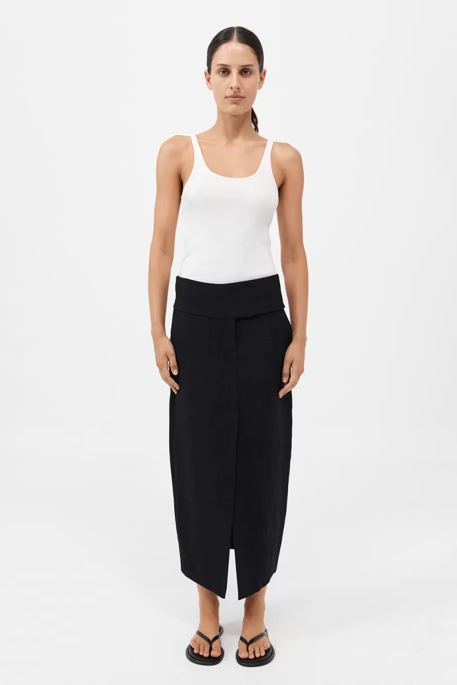 Tailoring | Skirts | St. Agni Wide Waistband Column Skirt - BLACK