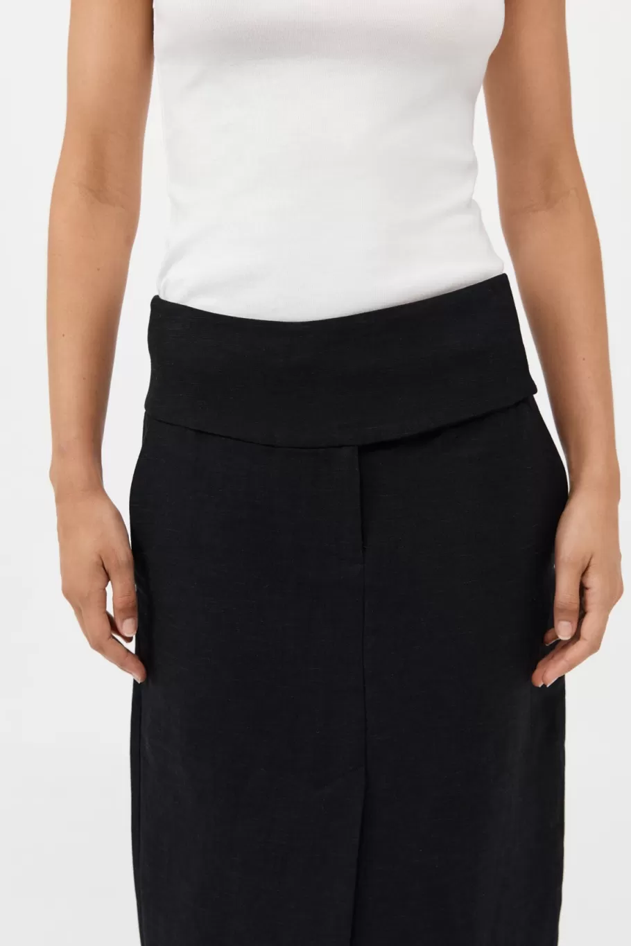 Tailoring | Skirts | St. Agni Wide Waistband Column Skirt - BLACK