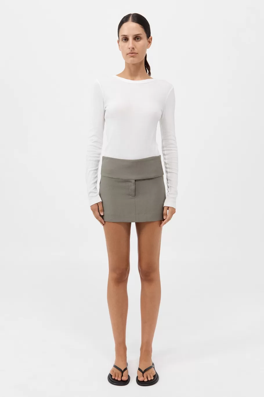 Skirts | St. Agni Wide Waistband Mini Skirt - SMOKEY OLIVE