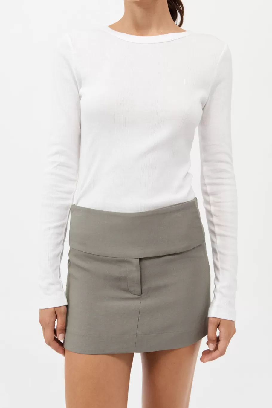 Skirts | St. Agni Wide Waistband Mini Skirt - SMOKEY OLIVE