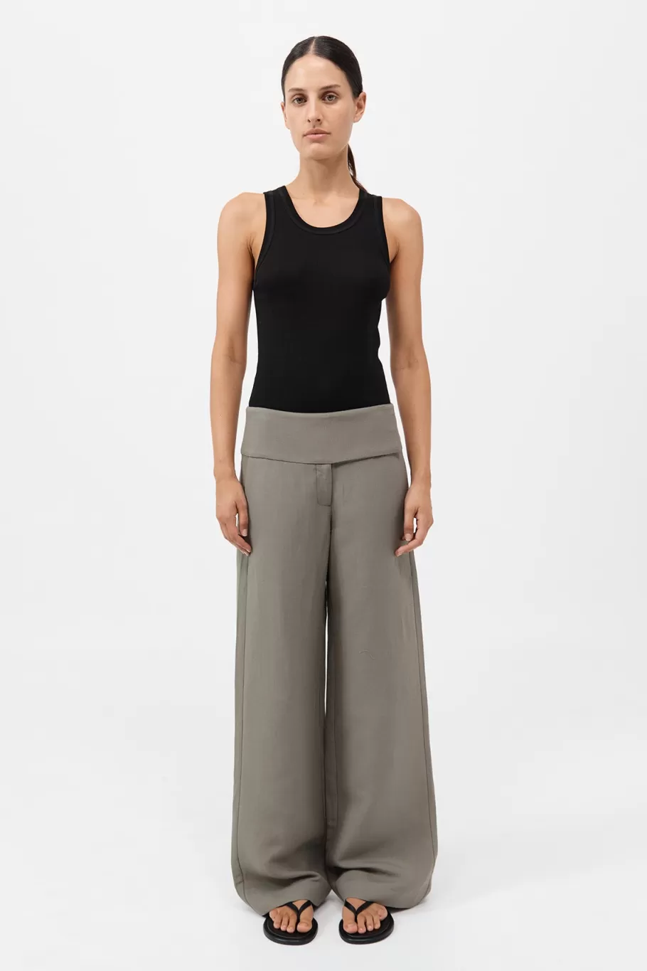 Tailoring | Pants | St. Agni Wide Waistband Pants - SMOKEY OLIVE