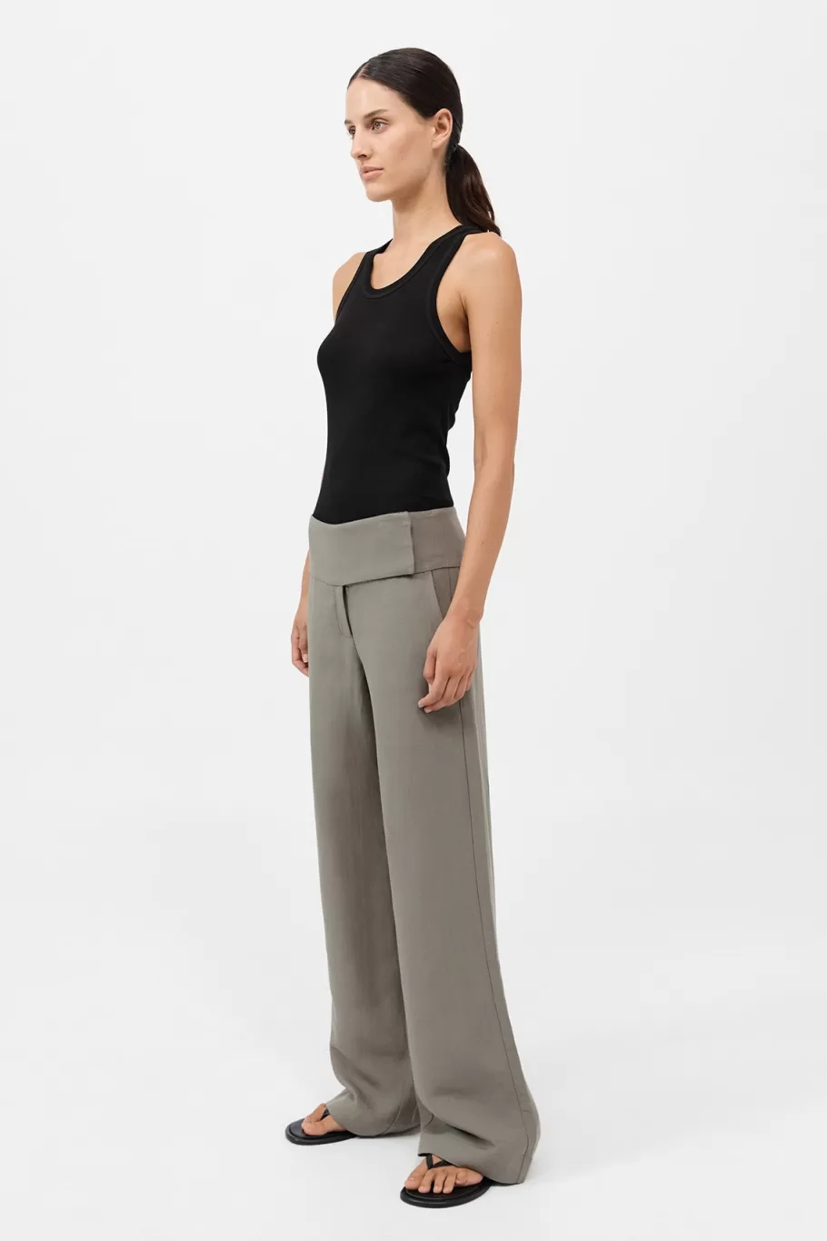 Tailoring | Pants | St. Agni Wide Waistband Pants - SMOKEY OLIVE