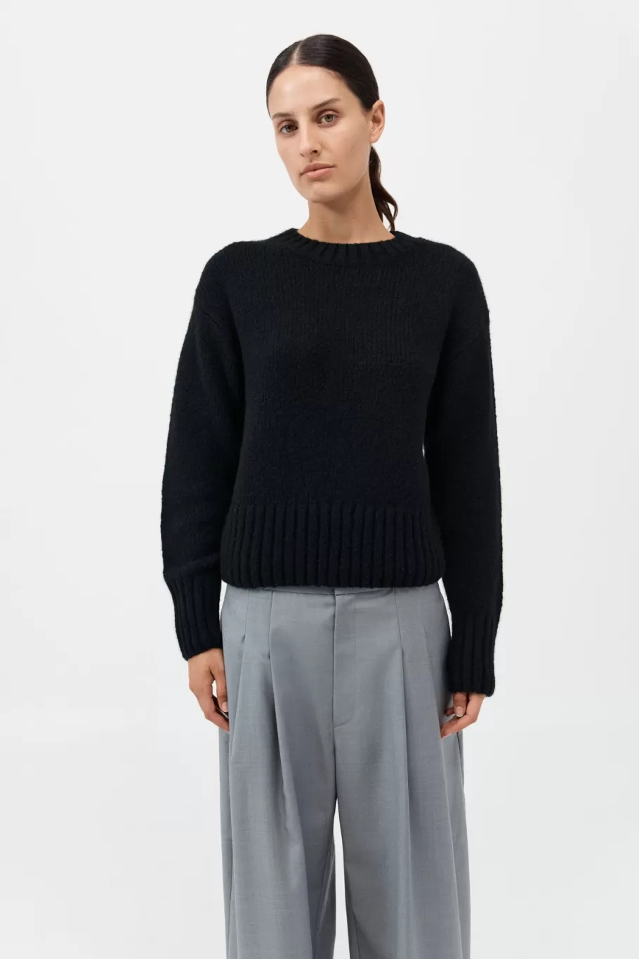 Jumpers | Knitwear | St. Agni Wool Cashmere Blend Sweater - BLACK