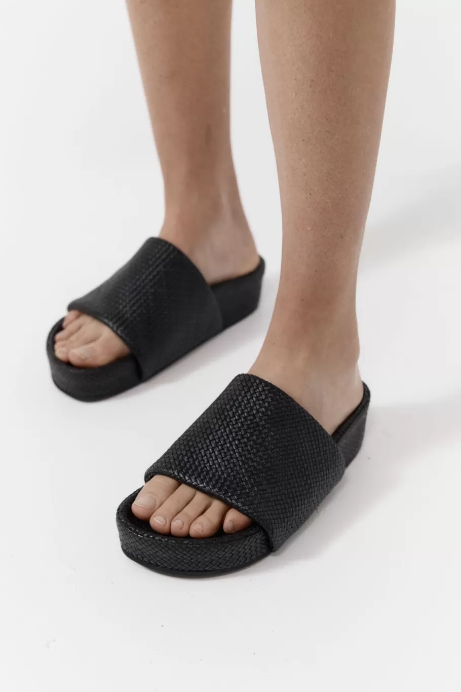 Slides | St. Agni Woven Everyday Flatform Slide - BLACK