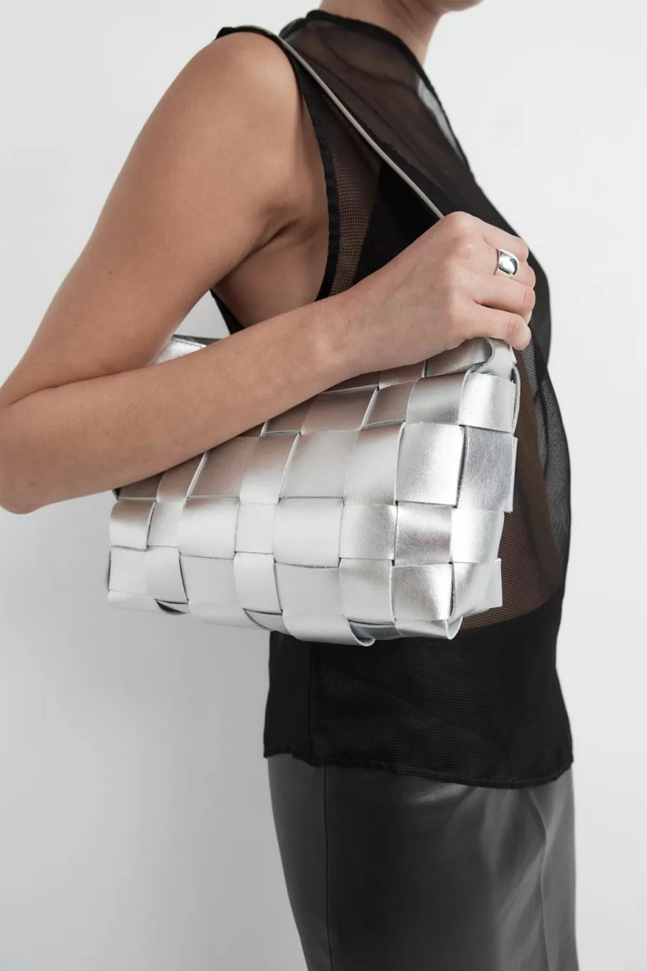 Bags | St. Agni Woven Mini Tote - SILVER