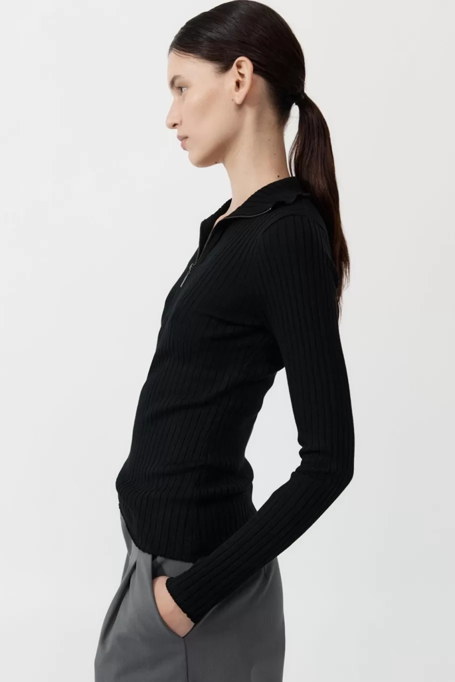 Tops | Jumpers | St. Agni Zip Front Top - Black